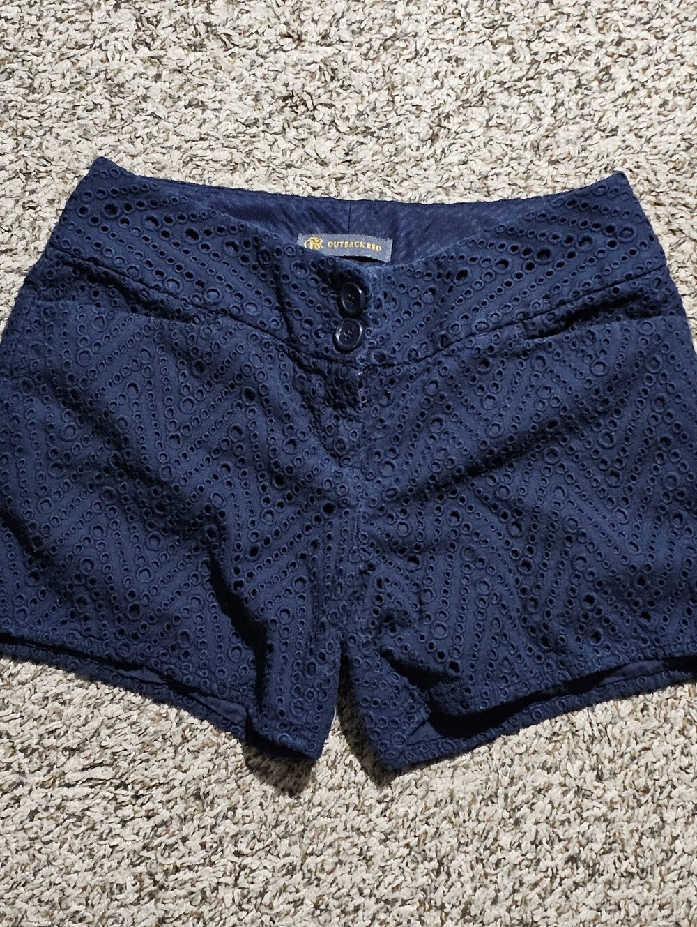 Outback Red Navy Eyelet High-Waist Shorts